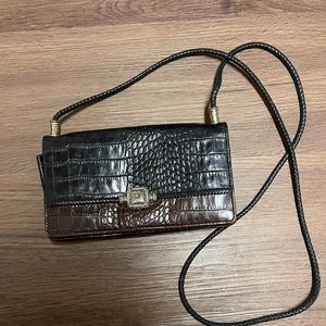 Brighton Brown Black Crossbody Purse Wallet Vintage